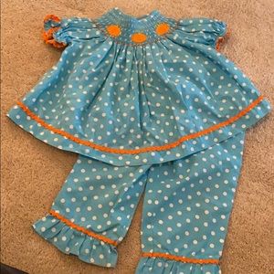 Girls Smocked Pumpkin Set